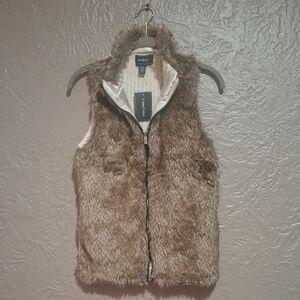New.Confess Women's Cozy Faux Fur Vest in Brown Size S